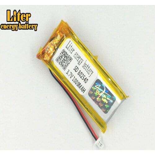 1.0MM 2pin connector 3.7V 802540 1000mah High quality li-ion polymer battery for MP4 MP5 small toys