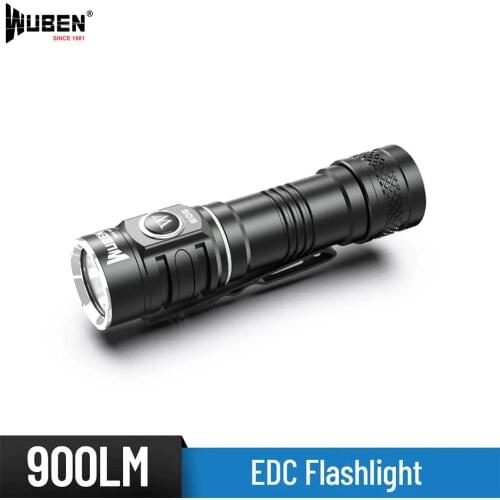 WUBEN E05 CREE XPL LED Flashlight 14500 Rechargeable Battery AA Battery Waterproof EDC Torch with Diffuser and Magnet Tail