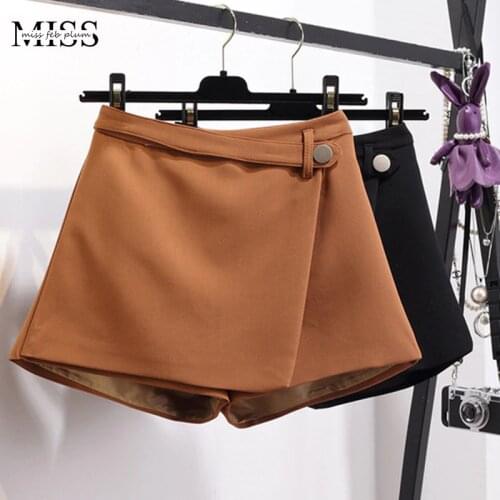 Spring Summer Shorts For Women 2021 High Waist Casual Irregular Wide Leg Short Slim Cotton Plus Size Solid Shorts Skirts