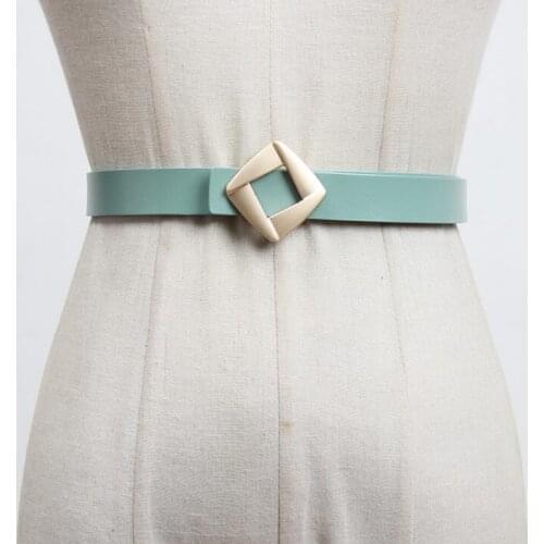 Womens runway fashion square buckle genuine leather Cummerbunds female Dress Corsets Waistband Belts decoration belt R3197