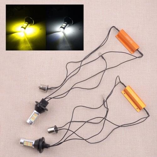 1 Pair Car 12~24V 30W Canbus Yellow & White Switchback LED DRL Turn Signal Light Bulb 1156 BA15S P21W