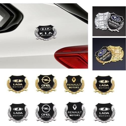 2PCS Car Side Emblem Badge Chrome Sticker 3D Metal Alloy Decals for Toyota Corolla Suzuki Swift Kia Motors Chevrolet Accessories