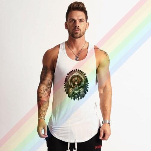 2021 Classic Indiana Skull Headdress Summer Soft Custom Sleeveless Design Your Own Vest Cotton Mens Muscle Tee Tank Top Shirt