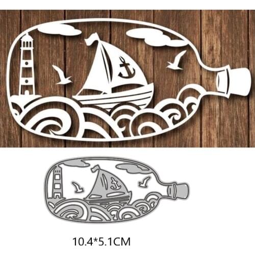 2021 Boat in a Bottle New Metal Cutting Dies Photo Album and Planner Die Cut Scrapbooking For Crafts Card Making no Stamps