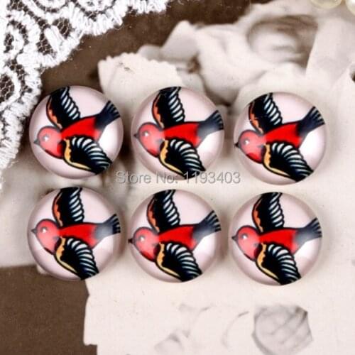 40PCS 12mm)/Round12mm 20mm 25mm 30mm Glass Cabochon DIY For jewelry finding Cameo Setting ,Dome Flat Back Beads-Birds-124-21