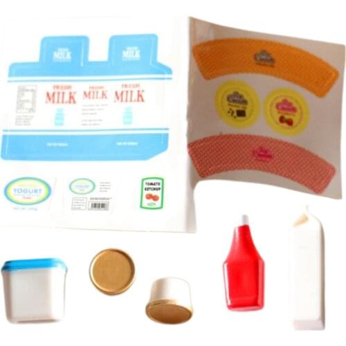 5pcs 1:12 Doll House Mini Tomato Sauce Milk Yogurt Ice Cream Room Scenery