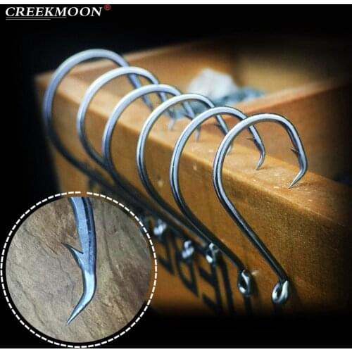 50pcs Eagle Beak Circle Fishing Hooks Sharp High Carbon Steel Barbed 5/0# for Big Fish Octopus Sea Offset Fishhooks Tackles