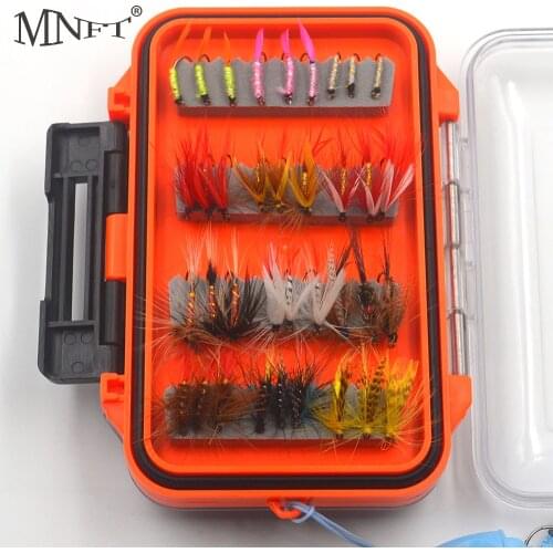 MNFT 72Pcs/Set Wet Dry Nymph Fly Fishing Lures Set Artificial Lnsect Bait Trout Fly Fishing Tackle With Waterproof Box