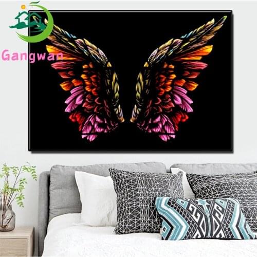 Color Angel Wing Diamond mosaic,Cross-Stitch abstract art wall painting Full square drill cartoon diamond Embroidery sale gift