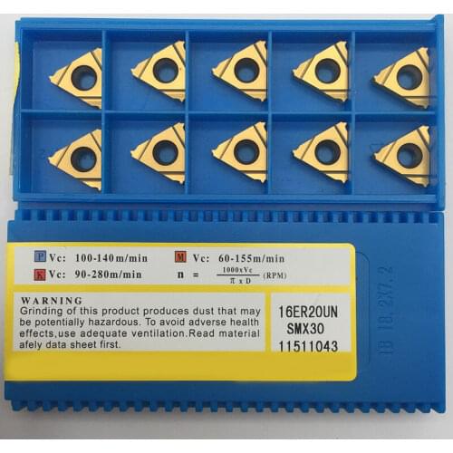 CNC 10pcs 16ER 20UN SMX30 Alloy Carbide Inserts Threading Inserts Lathe Cutting Tool