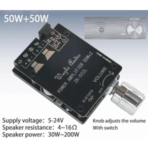 For MINI Bluetooth 5.0 Wireless Audio Digital Power amplifier Stereo board 50Wx2 Bluetooth Amp Amplificador ZK-502L