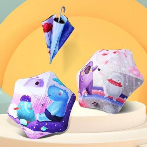 Rain Windproof Umbrella Kids Lovely Rain Sun Umbrellas Boy Girls Sunscreen Children Cartoon Umbrella