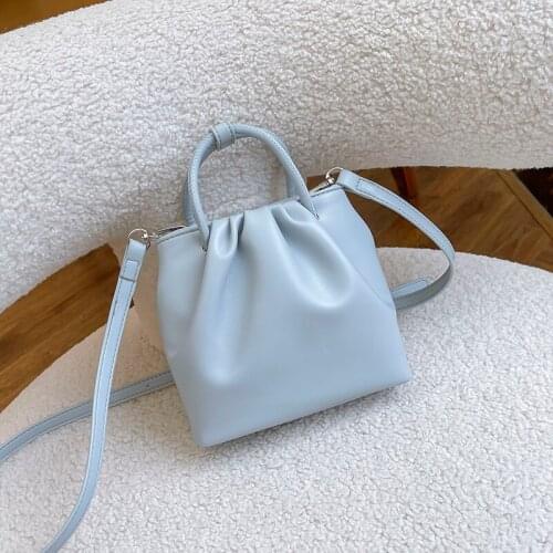 Elegant Brand Crossbody Bucket Bags For Women Solid Color PU Leather Girls Shoulder Tote Bag Fashion Small Handbags And Purses