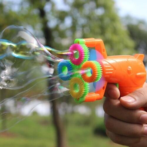 4 Hole Electric Automatic Bubble Blower Maker Machine Gun with Mini Fan Kids Outdoor Sports Educational Toys Wedding Supplies