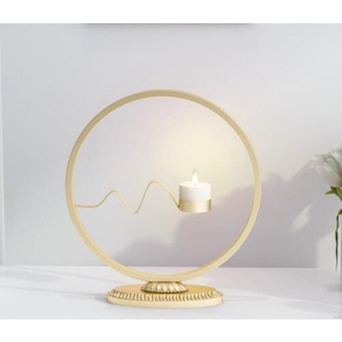 Creative Nordic iron art modern golden candle holder romantic candlelight dinner decoration round simple home decoration