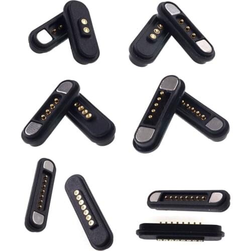1 Pair 3A Magnetic Pogo Pin Connector 2 3 4 5 6 7 8 9 Positions Pitch 2.2 MM Spring Loaded Pogopin Male Female Contact Strip
