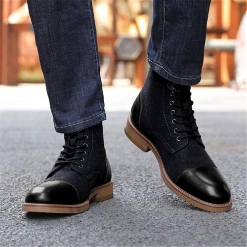 New Men Autumn Warm Martin Boots Oxford Shoes For Male Motor Biker Footwear High Quality Comfortable Black Plus Size 39-48