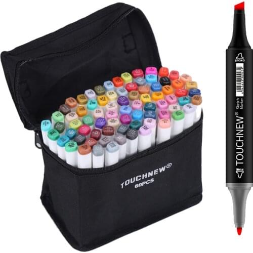 TouchFIVE Markers Pen Set 40/60/80/168 Color Animation Sketch Marker Dual Head Drawing Art Brush Pens Alcohol Based with 6 Gifts