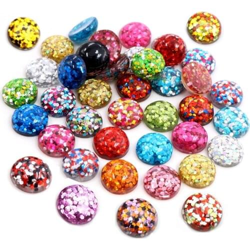 New Fashion 40pcs/lot 8mm 10mm 12mm Mix Colors Flat back Resin Cabochons Cameo