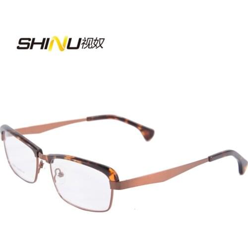 SHINU Brand Men Women Metal Anti Blue Rays Glasses Reading Glasses Half-Rim hyperopia 0 +100 +150 +200 +250 +350 +400 C6007