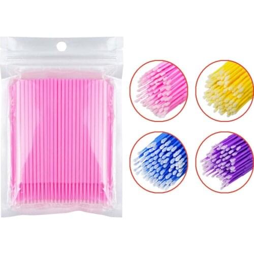 100Pcs Disposable Make up Eyelashes Individual Lashes Removing Cotton Swab Micro Brushes Eyelash Extensions Makeup Tools