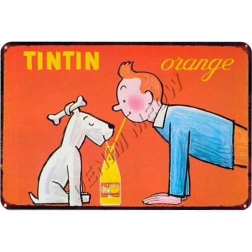 Tintin Catoon Movie Tin Sign Metal Plate Vintage Wall Art Poster Iron Painting Bar Coffee Kids Room Wall Craft Home Decor WY66