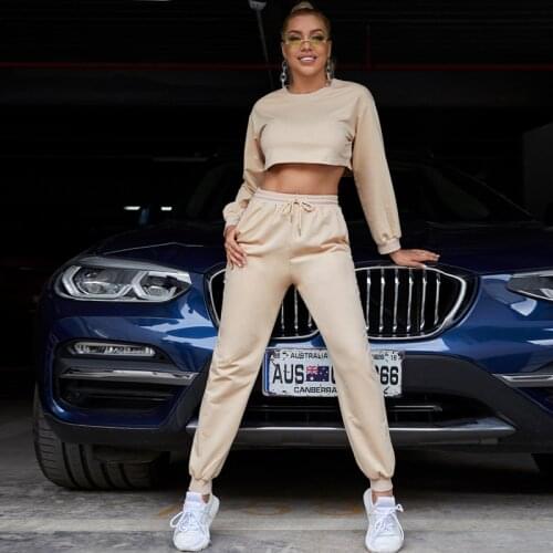 Autumn Casual wild two piece set solid color tops&long pants loose 2 piece set women fashion daily sport women two piece outfits