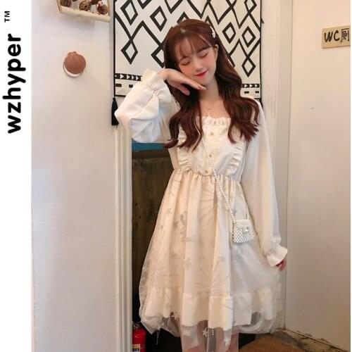 Lolita Gothic Cosplay Dress Japanese Soft Sister Retro Ruffled Cute High Neck Lace Lantern Sleeve Collar Long Sleeve Dresses