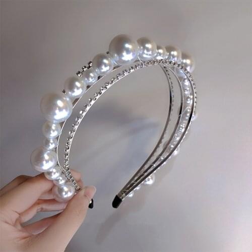 Baroque Hairbands Multilayer Pearl Diamond Headbands For Women Korea Hair Accessories Hair Band Hair Bows Crown Hairbands