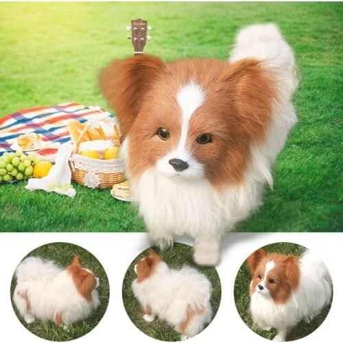 Realistic Papillon Dog Simulation Toy Dog Puppy Lifelike Drop Shipping Companion Toy Stuffed Dog Handcrafted Pet C4E9
