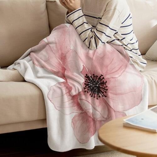 Pink D Flower Throw Blanket Warm Microfiber Blanket Flannel Blanket Blankets For Beds