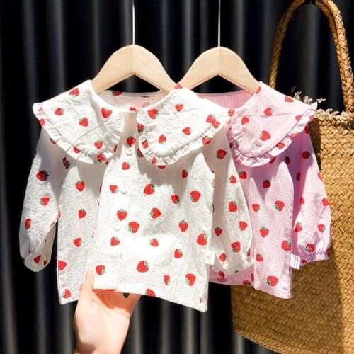 0-5Years Girls' Shirts Autumn Baby Print Long-sleeved Blouse Doll Shirts Spring and Autumn Clothes Baby Girls Blouse Girl