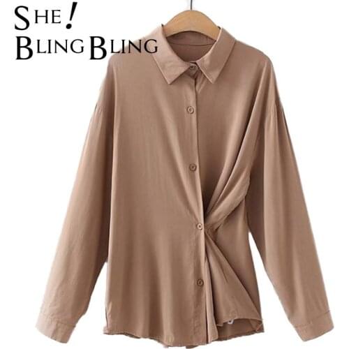 SheBlingBling Za Woman 2021 Blouses Streetwear Oversize Tops Outwear Chic New Loose Casual Office Female Brief Chic Traf Shirts