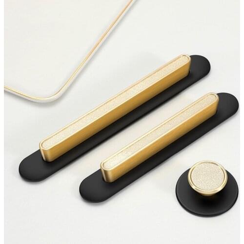 Modern simple Gold+Black Round base Cabinet Knobs Zinc Alloy Kitchen Door Handles Drawer Cupboard Handle for Furniture Hardware