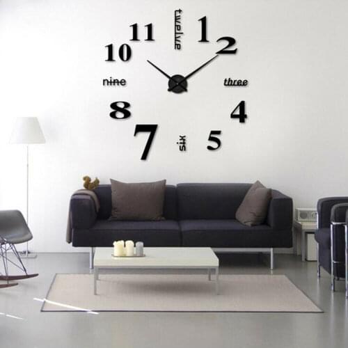 Modern DIY analog 3D mirror surface large loudspeaker mute wall clock sticker home decoration mute wall clocks