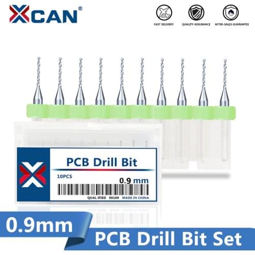XCAN 0.9mm 10pcs/set Carbide PCB Drill Bits Print Circuit Board Mini CNC Engraving Drilling Bit Set