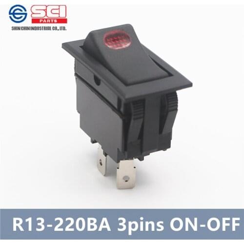 Taiwan SCI R13-220 DC rocker switch/Lawn mower switch/ON-OFF 3pins SPST with Lighter/12V 20A 24V 10A DC/power switch
