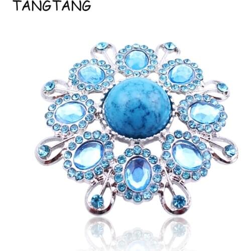 TANGTANG Brooch Blue Crystal Acryl Pins Oval Stone Unique Design Fashion Jewelry Pin 2019 Trendy Mothers Gift, Item NO.: BH8309