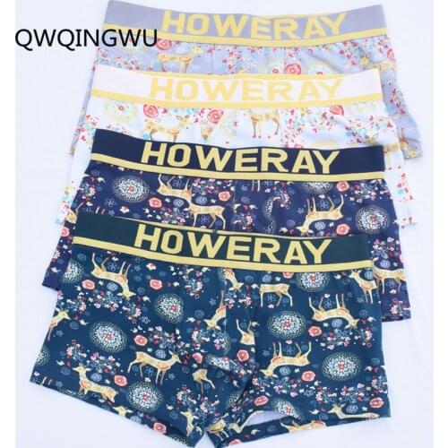 4PCS/Lot Underwear Men Boxers Underpants Sexy Print ManS Pants For Men Cuecas Trunk Shorts Man Masculinas Calzoncillos Boxers