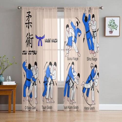 Jiu-Jitsu Window Treatment Tulle Modern Sheer Curtains for Kitchen Living Room the Bedroom Curtains Decoration