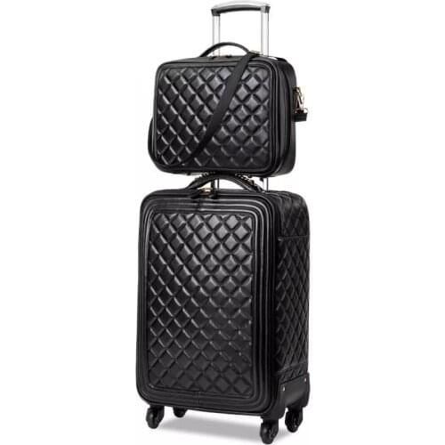 Vnelstyle new women PU rolling luggage with handbag set girls trolley suitcase 16/20/24/28 inch fashion travel spinner luggage
