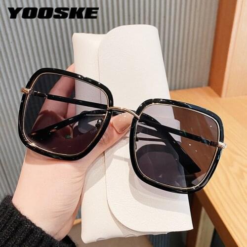 YOOSKE Square Fashion Sunglasses Women 2021 luxury brand Vintage Gradient Lens Oversized Sun Glasses Ladies Retro UV400 Sunglass
