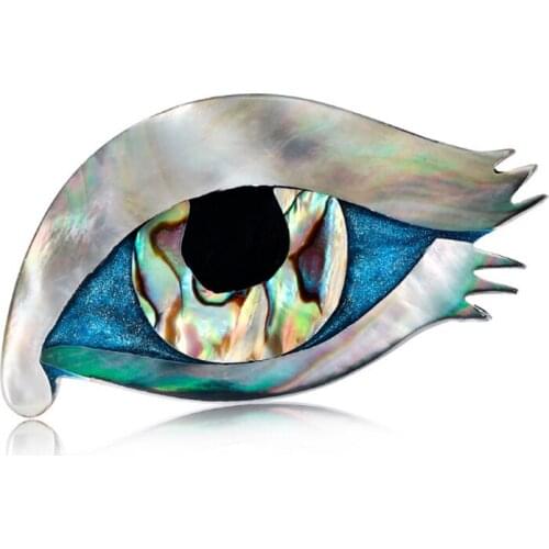 Zlxgirl High quality Real Shell Vivid metal shell Eye Shape Brooches jewelry for men womens kids carton punk hats and bags pins