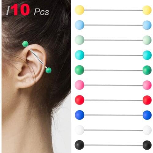 1PC 14G Surgical Steel Industrial Barbell for Women Men Cartilage Earring Helix Body Piercing Jewelry Oreja Ring 1 1/2 Inch 38mm