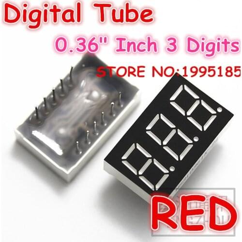 10Pcs/Lot 0.36" Inch 3 Digits Red LED Display 7 Segment Light LED Digital Display Digital Tube Common Cathode
