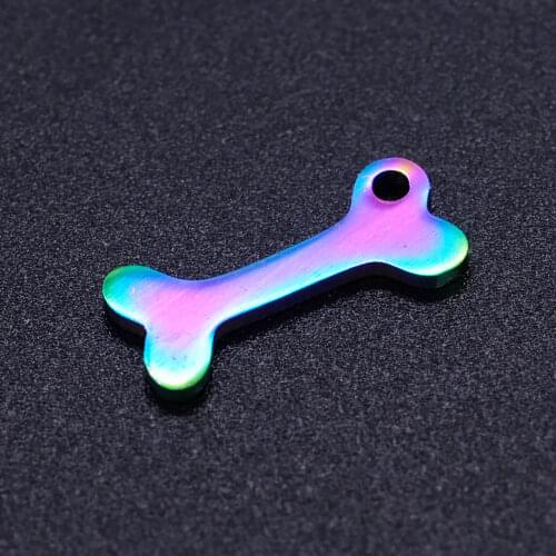 10pcs/lot Dog Bone Diy Charms With Rainbow Plated Never Tarnish for Bracelet Making Jewelry Making