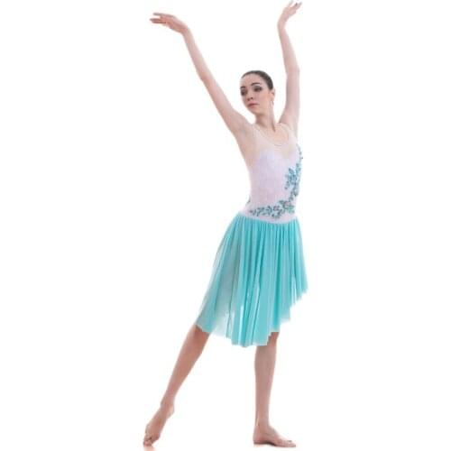 18708 Dance Favourite White Lace Bodice Dance Costumes Ballet Dress Lyrical & Contemporary Dress Skirt