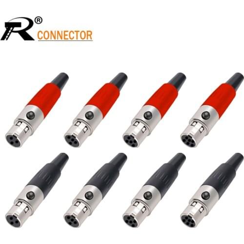 1pc Mini XLR 3 4 5 Pin Female Plug Small XLR Audio Microphone Connector MIC for Cable Soldering Straight