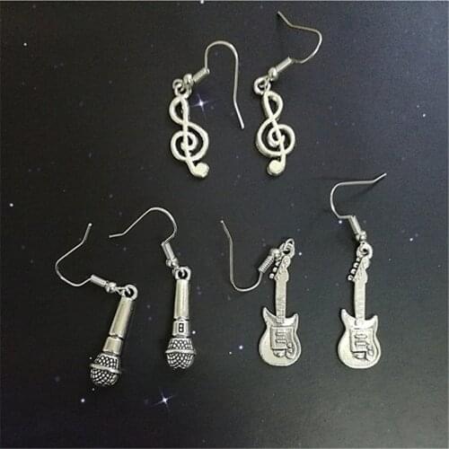 3 Pairs earrings, 3D Guitar Earrings, Microphone Earrings, Treble Clef Earrings, Perfect Gift for Music Lover