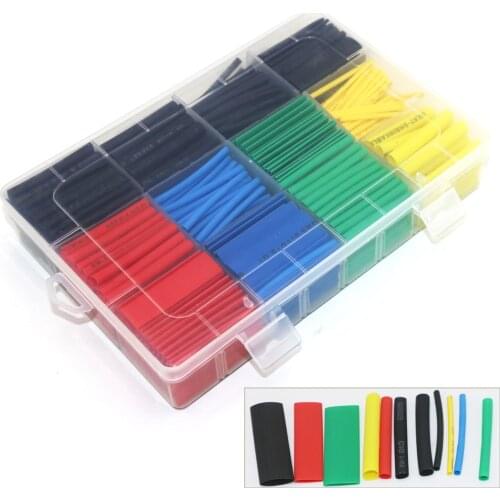 530/560/580/850pcs Thermoresistant tube heat shrink tubing, Insulation Sleeving Polyolefin 2:1 Shrink wrapping Assorted box kit